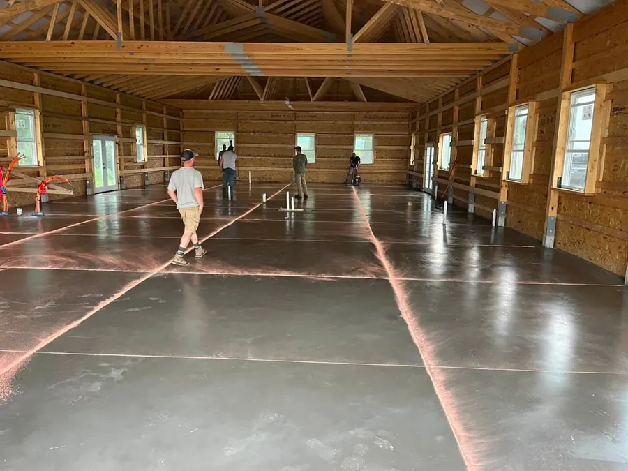 Barndominium floor with fresh saw cut control joints