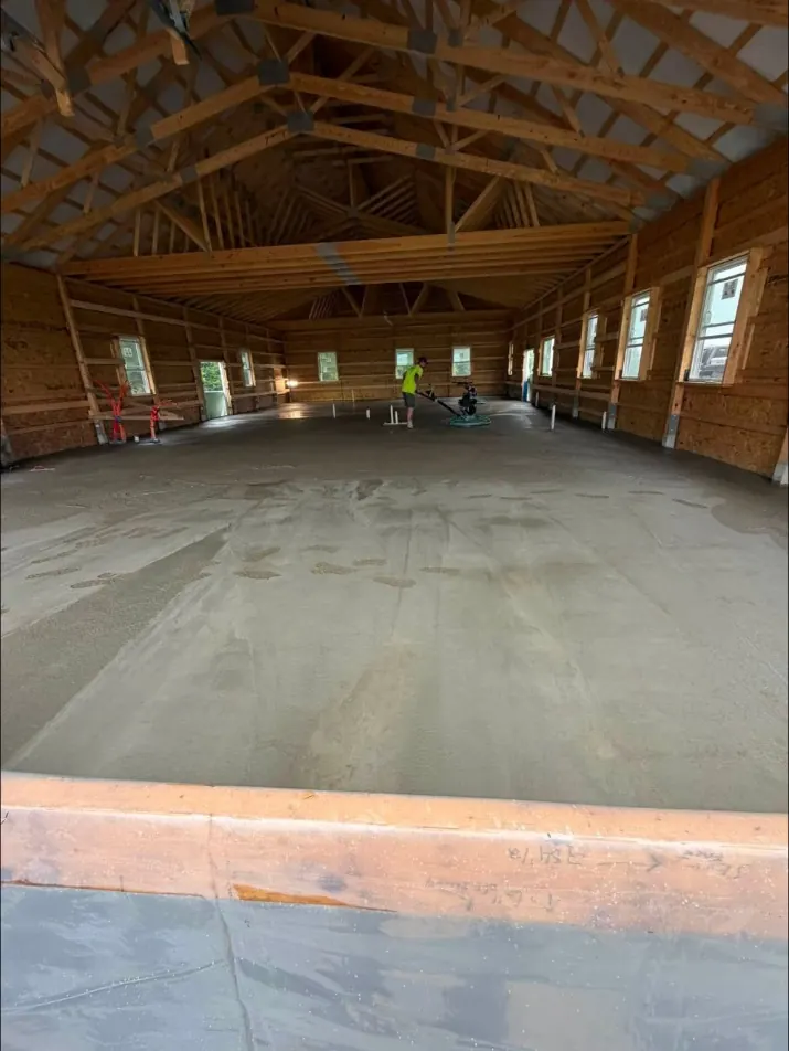 Large barndominium floor being finished, Holland Patent, NY